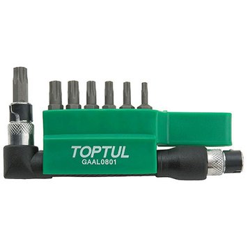 Набор бит TORX TOPTUL 1/4" T10H-T40H + Г-обр. переходник 8ед. GAAL0801 GAAL0801 фото