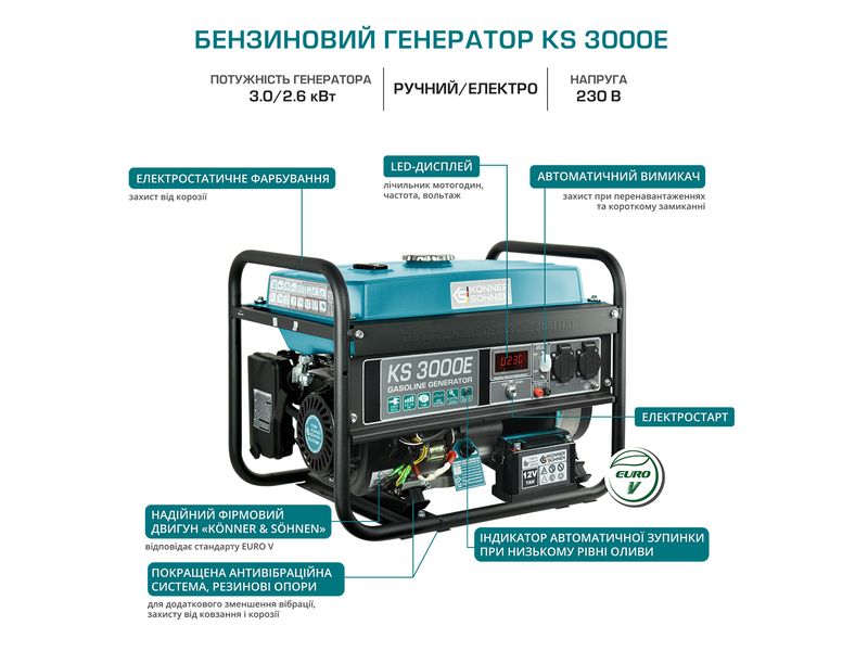 Генератор бензиновий Konner&Sohnen KS 3000E KS 3000E фото