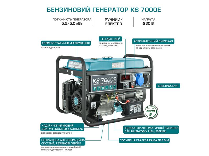 Генератор бензиновий Konner&Sohnen KS 7000E KS 7000E фото