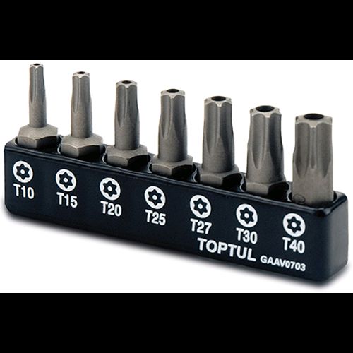 Набір біт TORX з отвором TOPTUL 1/4" 7 од. (T10-T40) GAAV0703 GAAV0703 фото