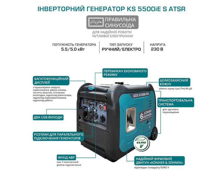 Генератор інверторний Konner&Sohnen KS 5500iE S ATSR KS 5500iE S ATSR фото