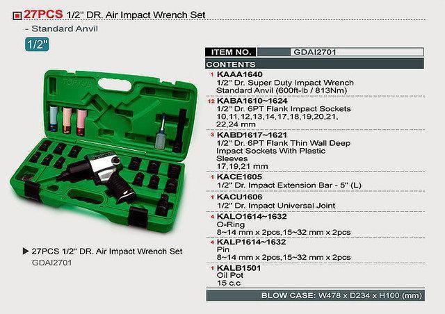 Набір пневмоінструменту TOPTUL 1/2" 27ед. GDAI2701 GDAI2701 фото