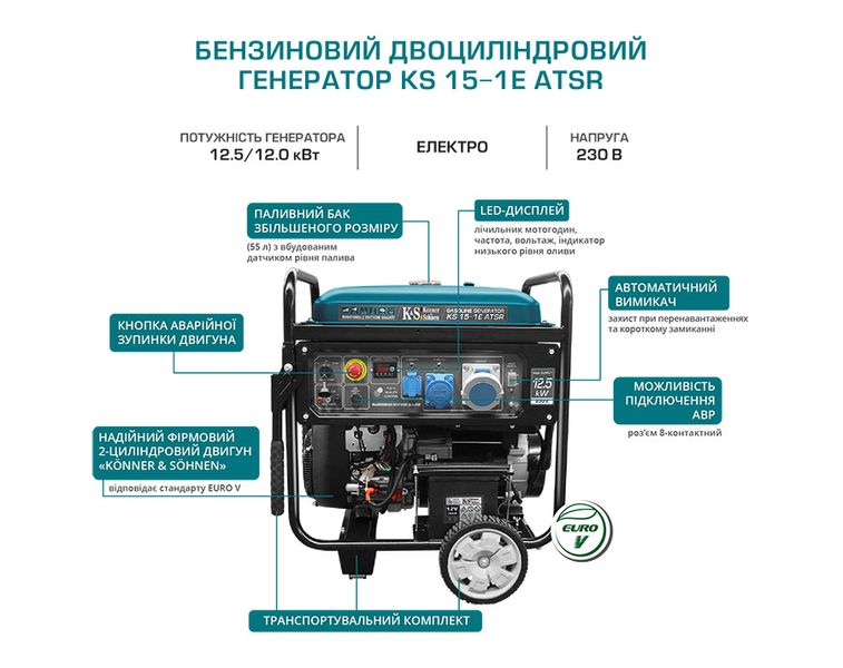 Бензиновий генератор двоциліндровий KS 15-1E ATSR KS 15-1E ATSR фото