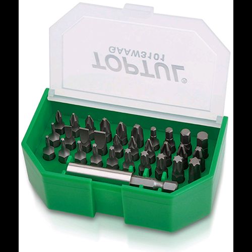 Набор бит для шуруповерта 31ед. TOPTUL 1/4" SL;PH;PZ;TORX;HEX + магнитный держатель GAAW3101 GAAW3101 фото