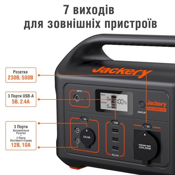 Зарядна станція Jackery Explorer 500EU (500 Вт·год/500 Вт) 1386122 фото