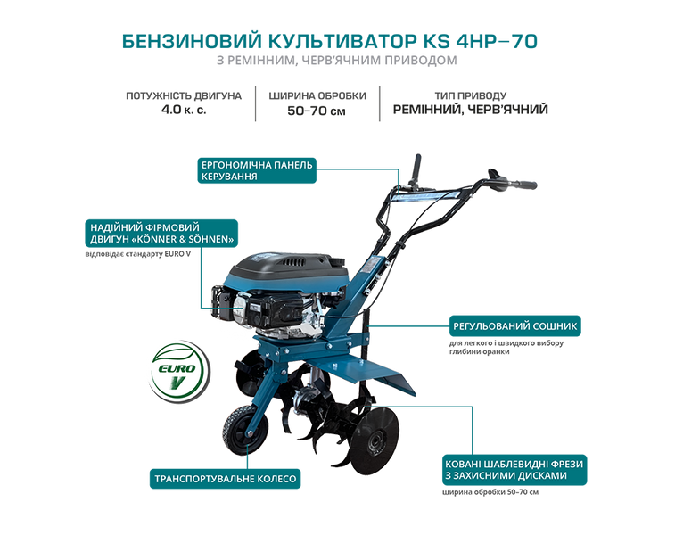 Культиватор бензиновий Konner&Sohnen KS 4HP-70 KS 4HP-70 фото