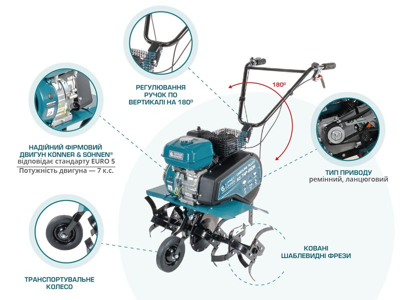 Культиватор бензиновий Konner&Sohnen KS 7HP-850A KS 7HP-850A фото