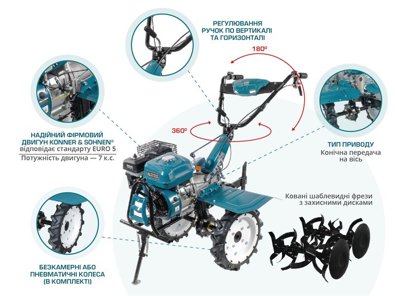 Культиватор бензиновий Konner&Sohnen KS 7HP-1050G KS 7HP-1050G фото