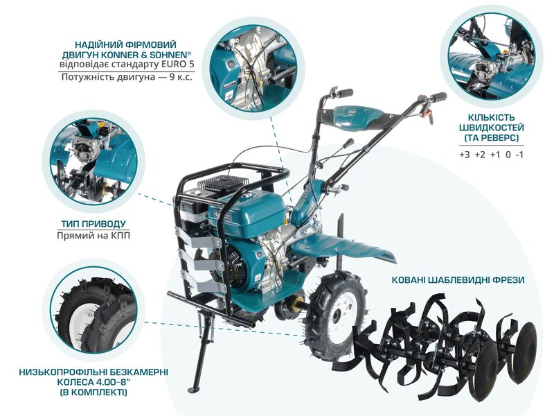 Культиватор бензиновий Konner&Sohnen KS 9HP-1350G-3 KS 9HP-1350G-3 фото