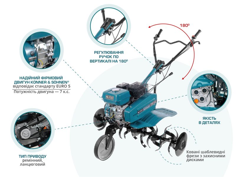 Культиватор бензиновий Konner&Sohnen KS 7HP-950A new KS 7HP-950A фото