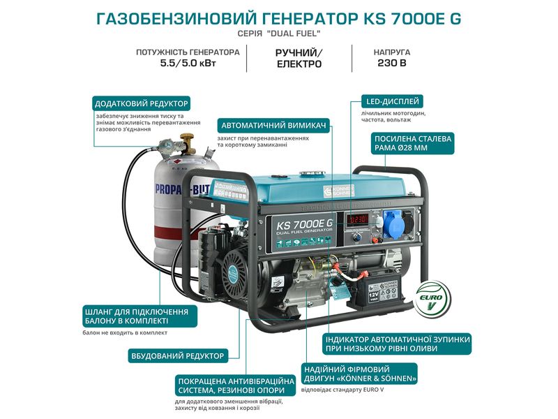 Газобензиновий генератор Konner&Sohnen KS 7000E G KS 7000E G фото