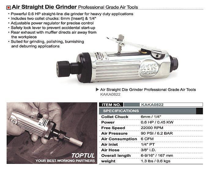 Зачисна машина пневматична (1/4", 6мм, 22000об/хв) TOPTUL KAKA0822 KAKA0822 фото