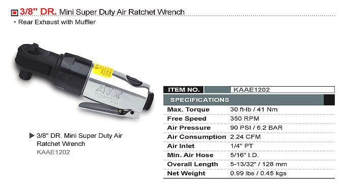 Трещотка пневматическая мини 3/8" TOPTUL 41N/m 360об/мин KAAE1202 KAAE1202 фото